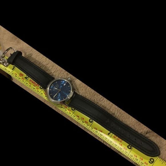 LOIS HILL Swiss Blue Round Face Watch with Black Leather Replacement Band - Picture 5 of 16